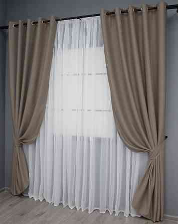 Комплект штор на люверсах VR-Textil Bagema Rvs № 1289ш Какао 150х250 см 2 шт (37-0015) Київ