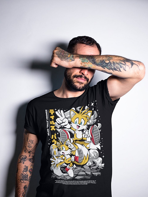 Футболка з аніме принтом Схадов Хедгехог Хероес Сонік оверсайз (S/M/L) Чорний AnimeJ0074 Дніпро - фото 3