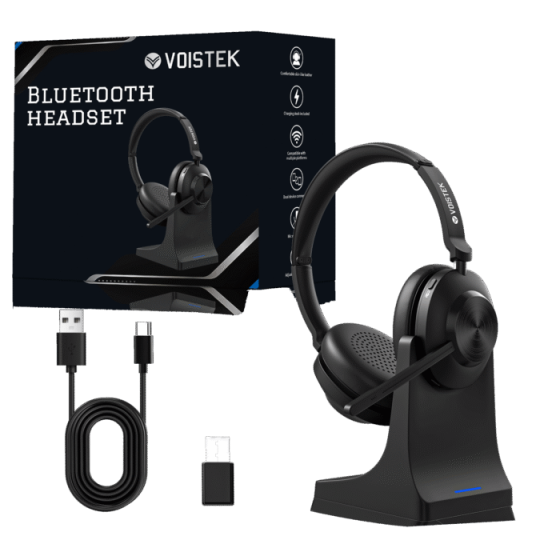Бездротова гарнітура Voistek VS886 Bluetooth, 2 вуха, шумопоглинання мікрофона, 50+ годин роботи, Multipoint, для телефону та ПК Київ