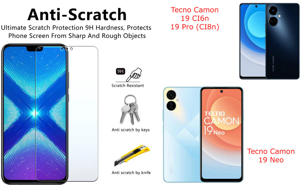 Защитное стекло NeoGlass для Tecno Camon 19, 19 Neo, 19 Pro – ультрапрозрачное и устойчивое Киев - изображение 1