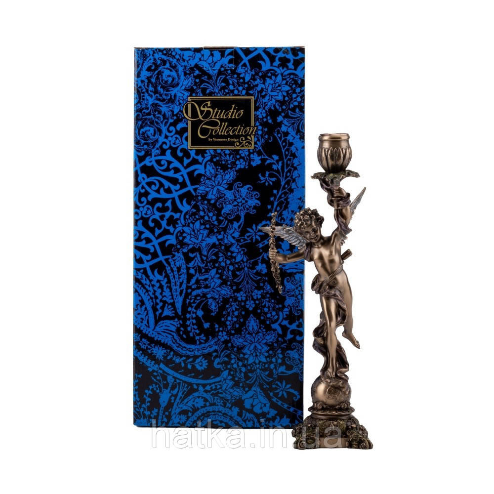 Подсвечник статуэтка Veronese Купидон 30х8 см  полистоун с бронзовым покрытием  75222A4 Киев - изображение 2