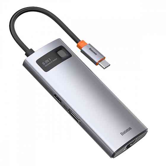 USB-Хаб Baseus Metal Gleam Series 6-in-1 Type-C серый Львов