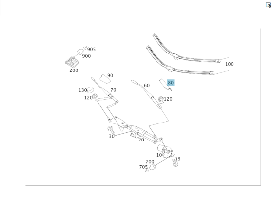 Mercedes-Benz  A1648240249 Накладка - ковпачок лівого повідця двірника GL X164 ML W164 ML/GLE W166 GL/GLS X166 Одесса
