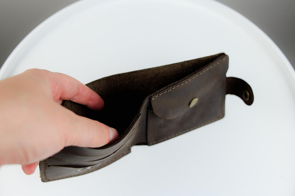 Класичний гаманець Skill із натуральної шкіри Crazy Horse тиснення крокодил SH116 (Темно-коричневий) Суми - фото 5