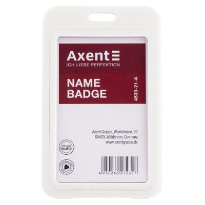 Бейдж Axent вертикальний, PP, 50х85мм, білий (4530-21-A) Вінниця - фото 1