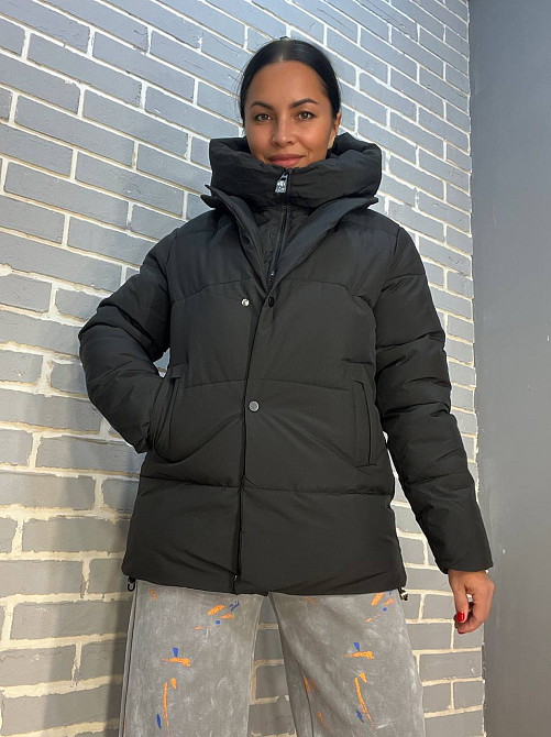 Куртка жіноча подовжена подвійна застібка з капюшоном Lady Yep 9010 чорна, чорний, 46 Київ - фото 6