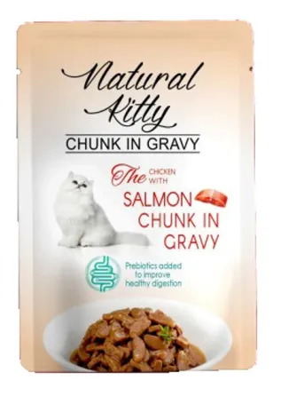 Вологий корм Natural Kitty Chunk in Gravy Chicken with Salmon для котів шматочки курки та лосося у соусі 85 г Вінниця