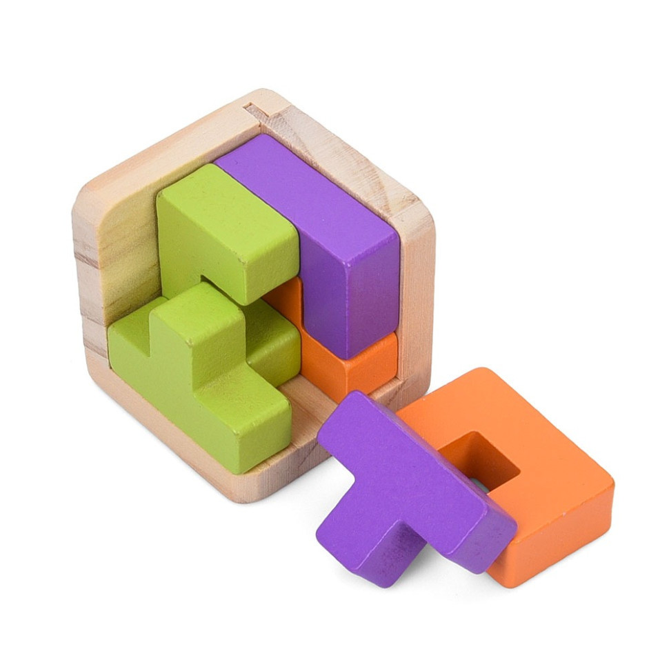 Дерев'яна Куб-головоломка MD 0758-3 підставка 6 елементів Вінниця - фото 1