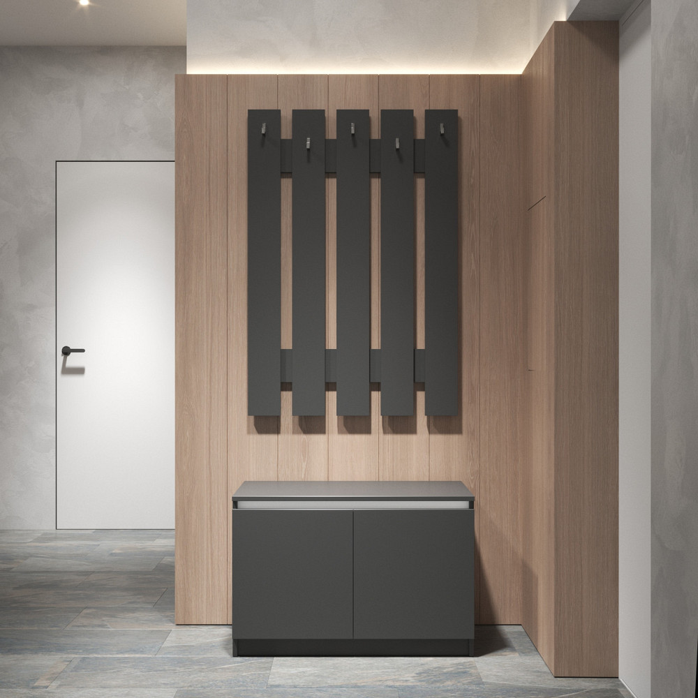 Передпокій VAYS, комплект у передпокій №3 Антрацит-Білі планки Львів - фото 1