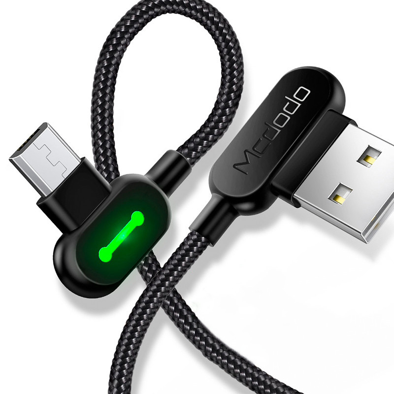 Кабель USB Micro USB Mcdodo з двостороннім USB роз'ємом LED індикацією для заряджання і передачі даних (Чорний, 1.2м) Николаев - изображение 1
