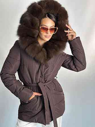 Женский пуховик Oslo с мехом финского песца Бежевий, 42, Т.Соболь Харьков