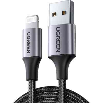 Дата кабель USB 2.0 AM to Lightning 2.0m US199 2.4A Black Ugreen (60158) Вінниця