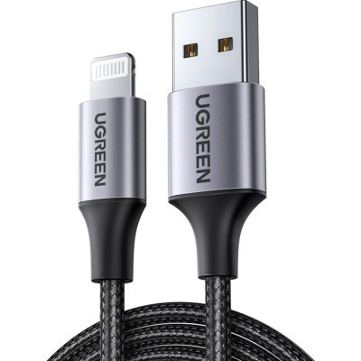 Дата кабель USB 2.0 AM to Lightning 2.0m US199 2.4A Black Ugreen (60158) Вінниця - фото 2