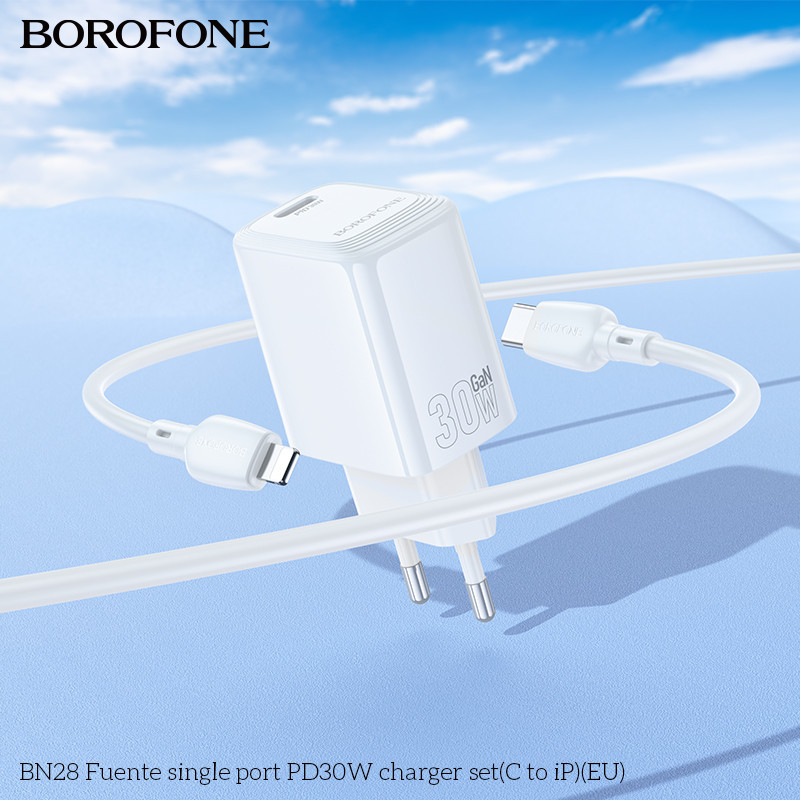 Мережевий зарядний пристрій BOROFONE BN28 Fuente single port PD30W charger (EU) White Одеса - фото 9