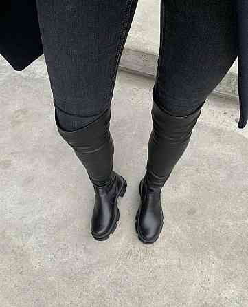 Zemira Ботфорти жіночі ZEMIRA чорні натуральна шкіра зима висота 58см обхват гомілки 34-40см (Б Коломыя