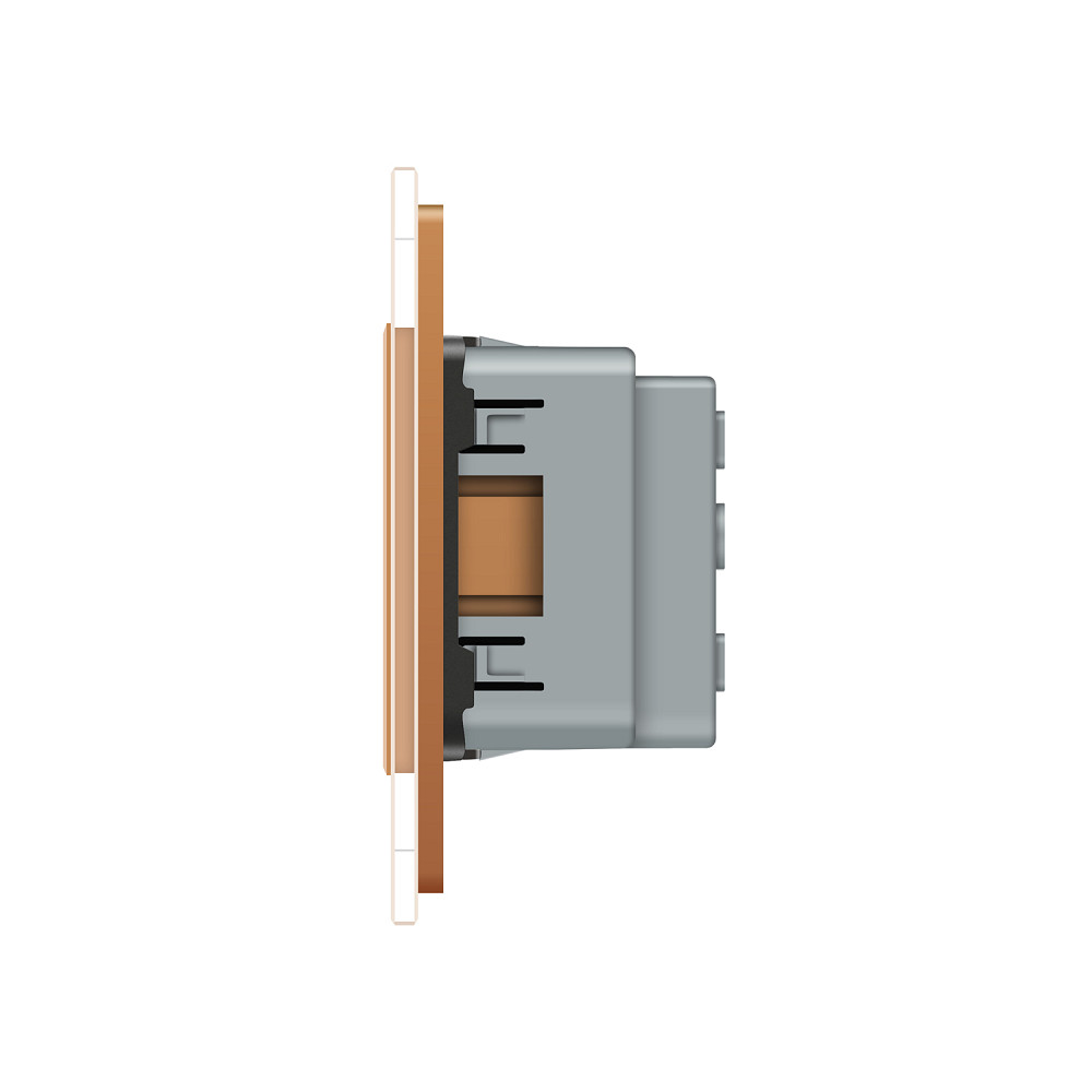 LIVOLO Розетка тримісна універсальна Livolo золотий скло (VL-C7FCT22-6AP) Коломия - фото 2