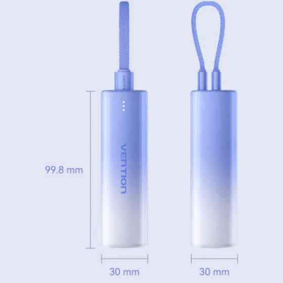 УМБ Vention 5000mAh 20W PD, USB-C In/Out, Lightning In/Out, with cable, Gradient Blue Київ