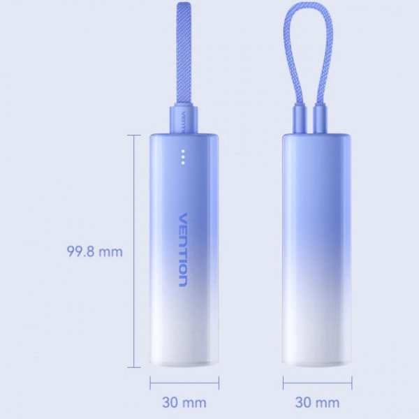 УМБ Vention 5000mAh 20W PD, USB-C In/Out, Lightning In/Out, with cable, Gradient Blue Киев - изображение 2