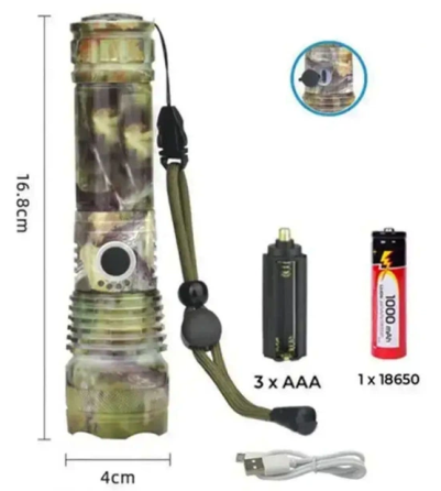 Ручний ліхтар Police RB265, P90 LED, zoom, microusb, камуфляж Дніпро