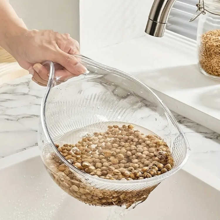 Прозора миска-сито 2 в 1 для фруктів, овочів, рису і круп Вінниця - фото 1