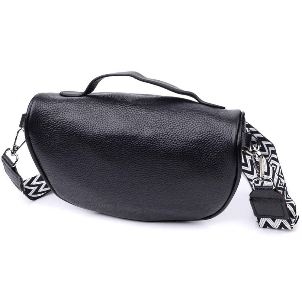 Жіноча сумка через плече в класичному кольорі з натуральної шкіри Vintage 22655 Чорний Київ - фото 2