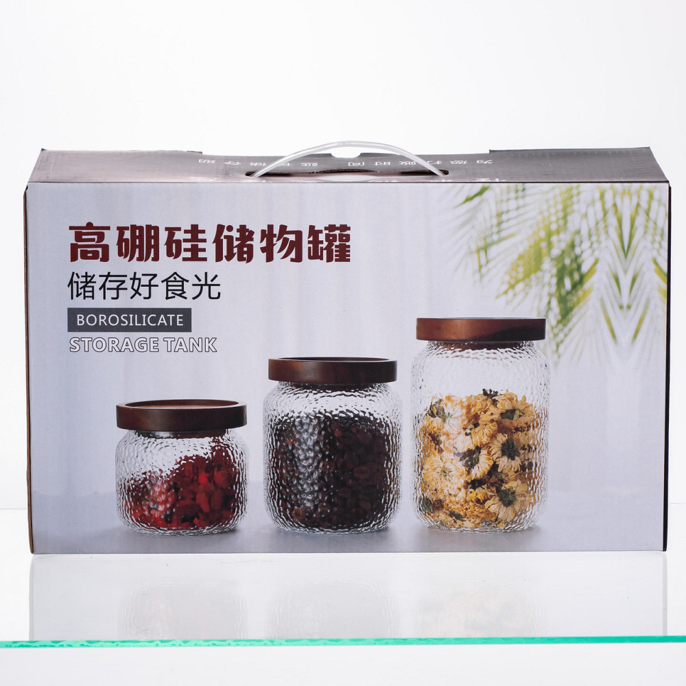 Yiwu Набір банок для сипучих продуктів 3 штуки з бамбуковими кришками 400/600/800 мл 64486-12 Коломыя - изображение 5
