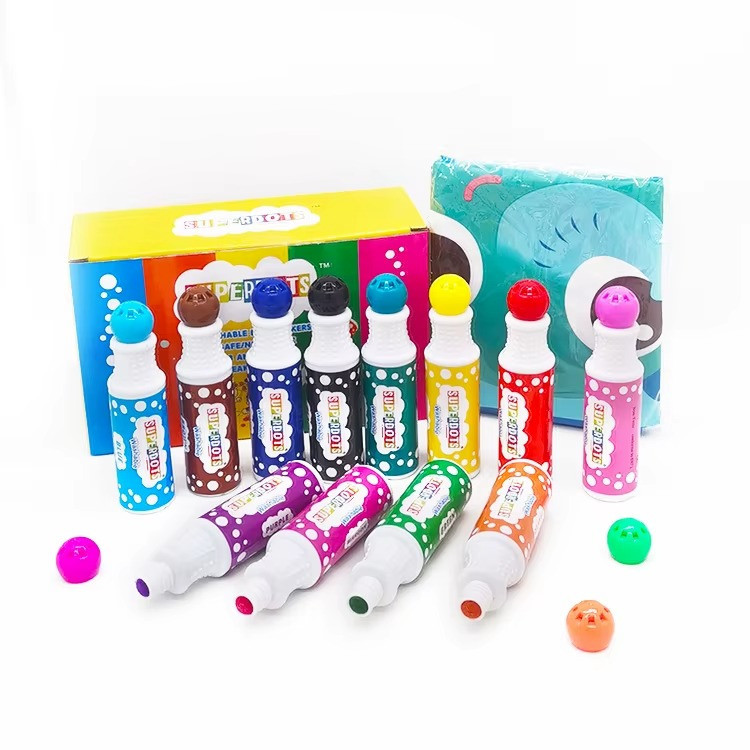 Набор пальчиковых маркеров DOT для творчества, точечные, пальчиковые краски для рисования и живописи на водной основе,12 цветов Каменец-Подольский - изображение 5