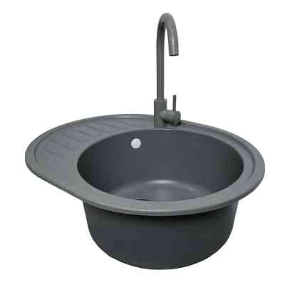 Мойка кухонная Adamant Ovum сірий + змішувач (1824296910404) Вінниця