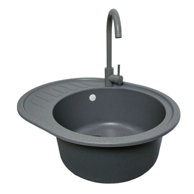 Мойка кухонная Adamant Ovum сірий + змішувач (1824296910404) Вінниця - фото 3