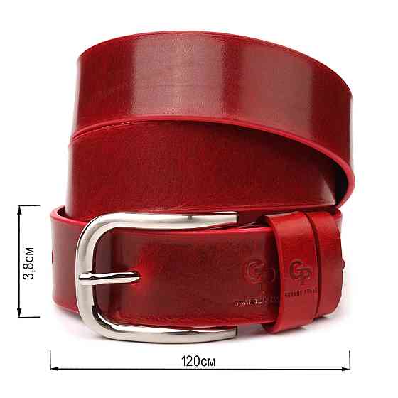 Яркий женский ремень из натуральной кожи Grande Pelle 21475 Красный Киев
