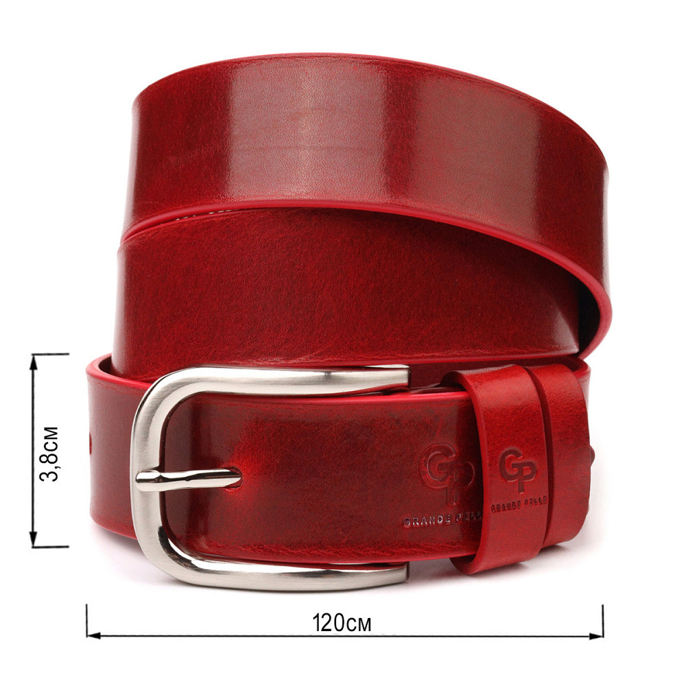 Яркий женский ремень из натуральной кожи Grande Pelle 21475 Красный Киев - изображение 3
