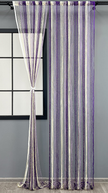 Штори-нитки з люрексом Молочний з бузковим і фіолетовим 300х300см 1 шт (61-126) Київ - фото 3
