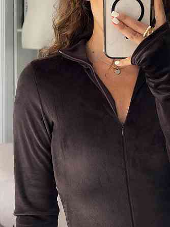 Женский облегающий комбинезон из турецкого велюра Шоколад, 44/46 Одесса