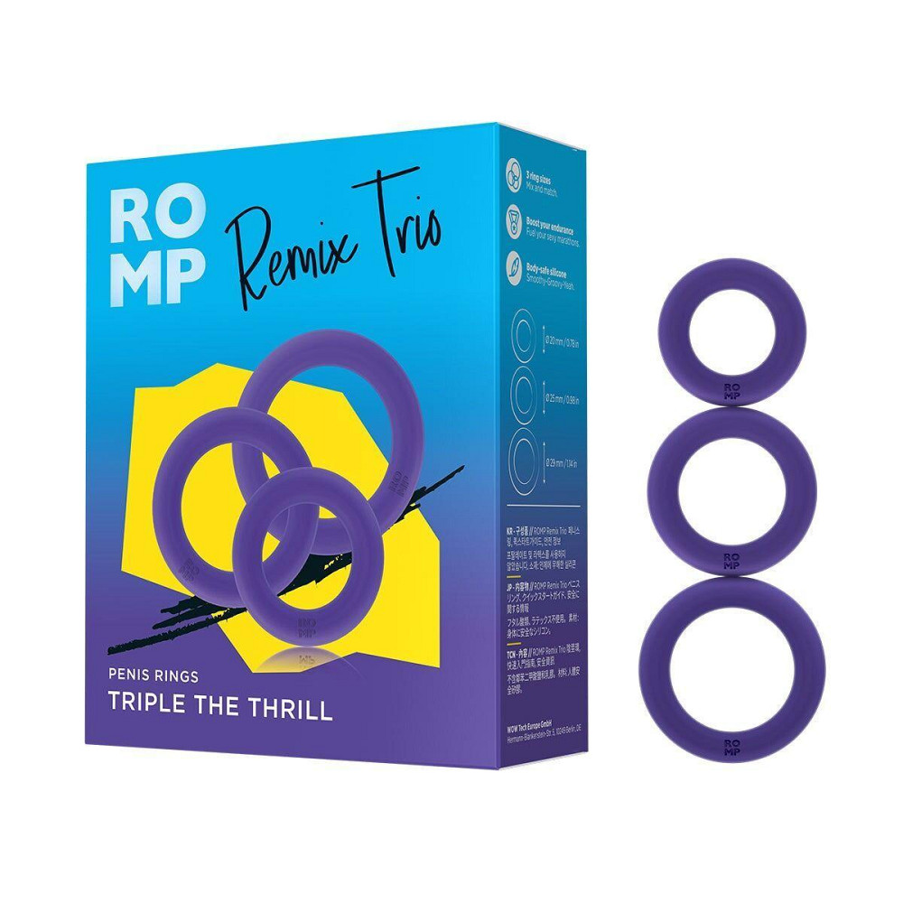 Набор эрекционных колец Romp Remix Trio, очень эластичные, диаметры 2; 2,5 и 2,9 см Sex Aura Киев - изображение 8
