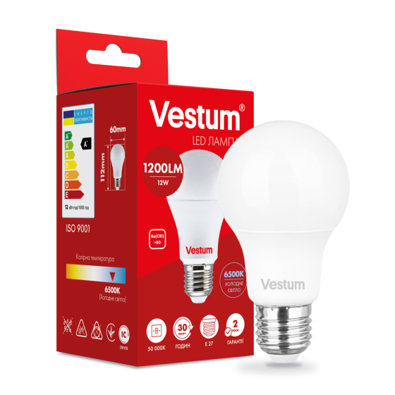 Світлодіодна лампа Vestum A60 12W 6500K 220V E27 1-VS-1115 Київ