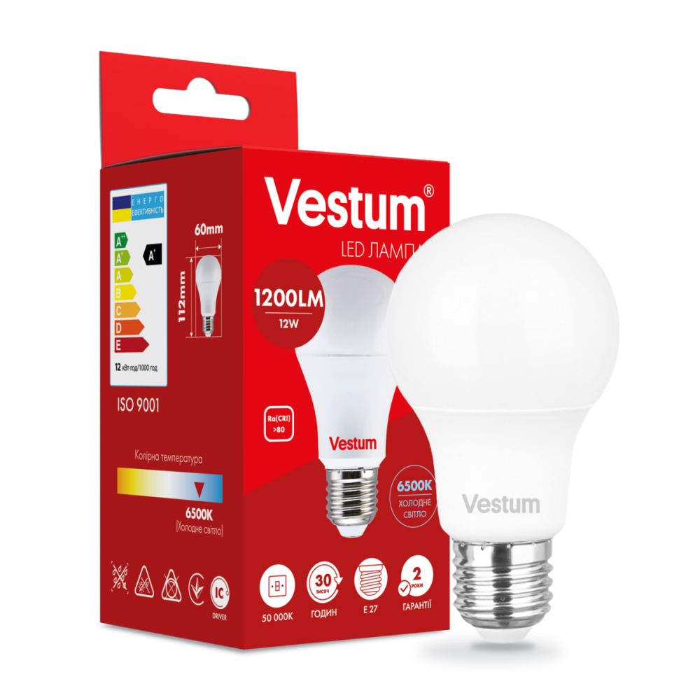 Светодиодная лампа Vestum A60 12W 6500K 220V E27 1-VS-1115 Киев - изображение 1