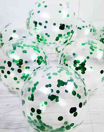 Шарики прозрачные с конфетти зеленый 12'' 30см Киев