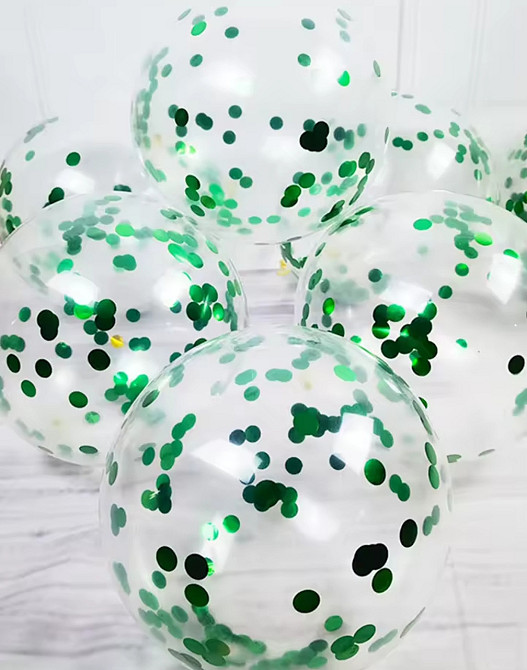 Шарики прозрачные с конфетти зеленый 12'' 30см Киев - изображение 1