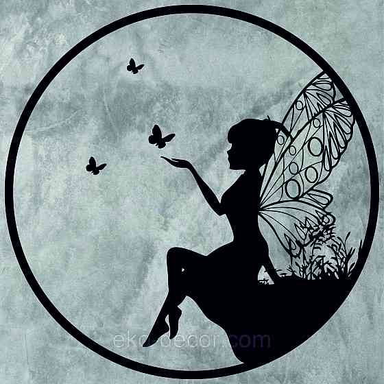 Декоративное настенное Панно «Фея-волшебница», Декор на стену 70*70 см, Черный Киев