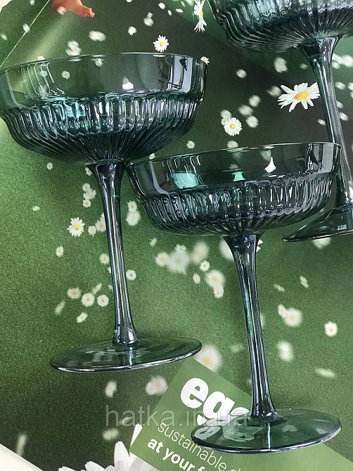 Келих для вина і шампанського 200 мл «Гринвиль» смарагдове скло Київ - фото 3