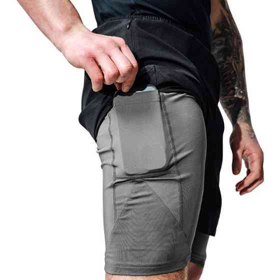 Компресійні шорти для RDX MMA T16 2-в-1 BLACK/GREY-M Кам'янське
