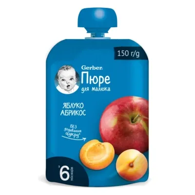 Дитяче пюре Gerber Яблуко і абрикос, 150 г (7613287358950) Вінниця