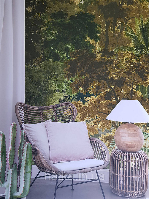 Шпалери вінілові Grandeco One roll one motif 1.59x2.8 панно-лесонню дерева зелені коричневі Київ - фото 1