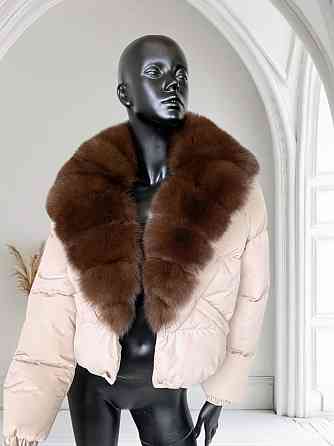 Короткі пуховики з хутром Бежевий Темний Соболь XL Харків