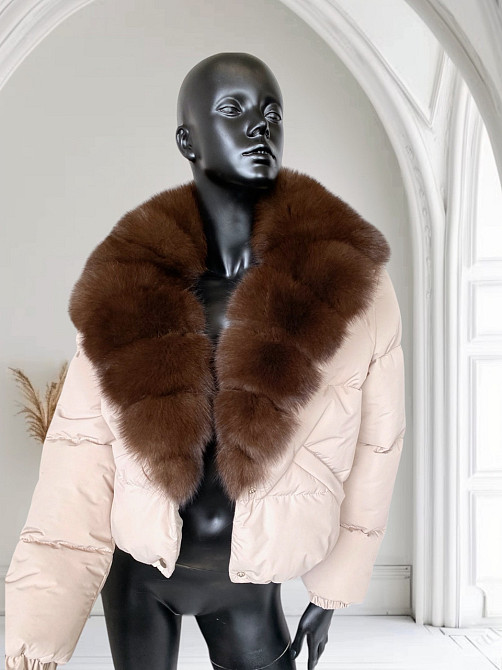 Короткі пуховики з хутром Бежевий Темний Соболь XL Харків - фото 3