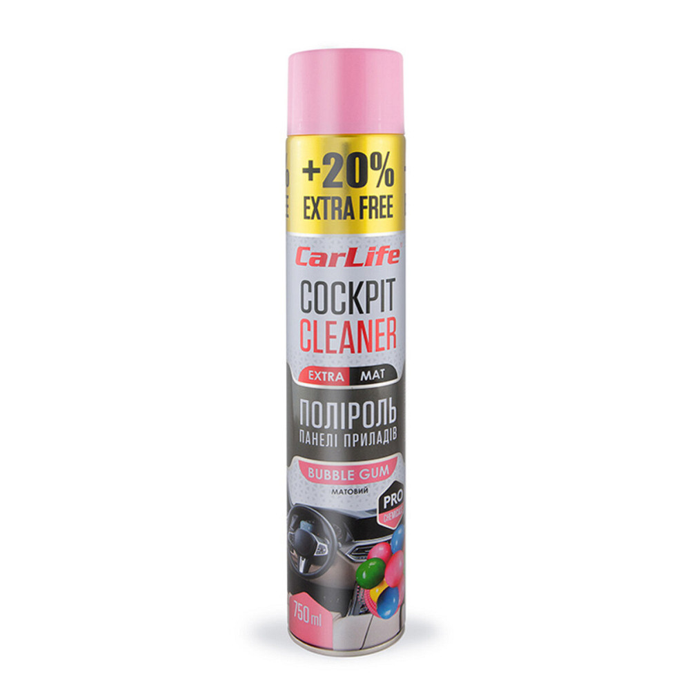 Поліроль для панелі приладів CarLife Cockpit Cleaner EXTRA MAT Бабл-гам, 750мл Київ - фото 1