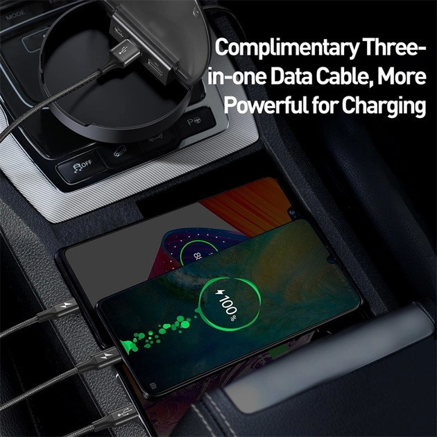 Зарядний кабель-хаб Baseus Car Sharing CAHUB-FX01 (Чорний, Type-C + 2 USB з кабелем Lightning/MicroUSB/Type-C) Миколаїв - фото 8