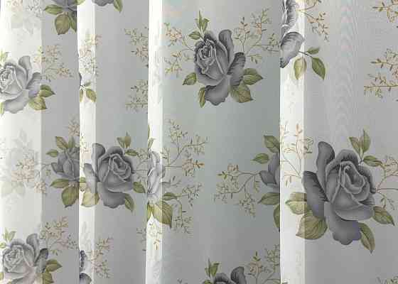 Тюль VR-Textil 1801т Шифон с принтом Белый с серым 300х270 см (40-099) Киев