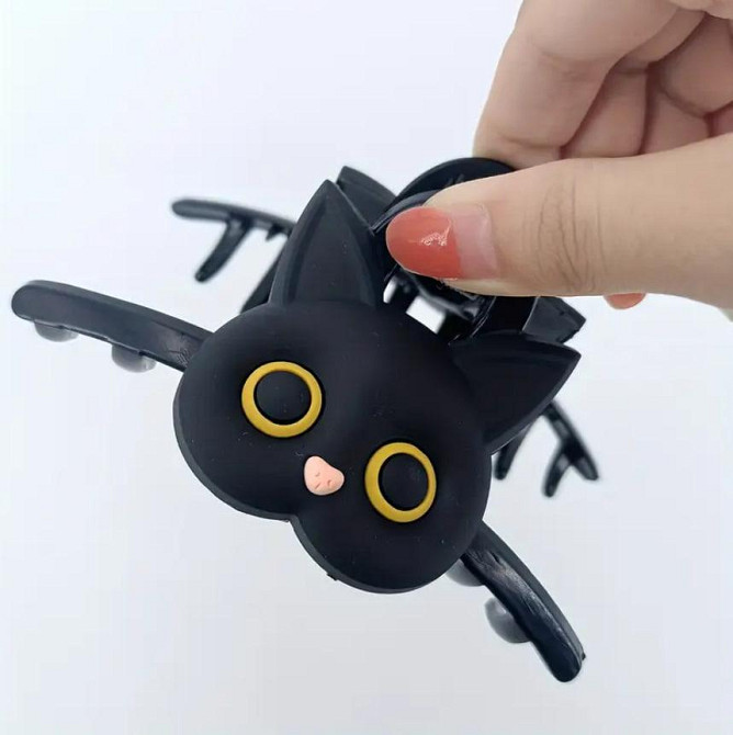 Заколка для волос «Чёрный кот» — шпилька-клипса с мордочкой кота Киев - изображение 2