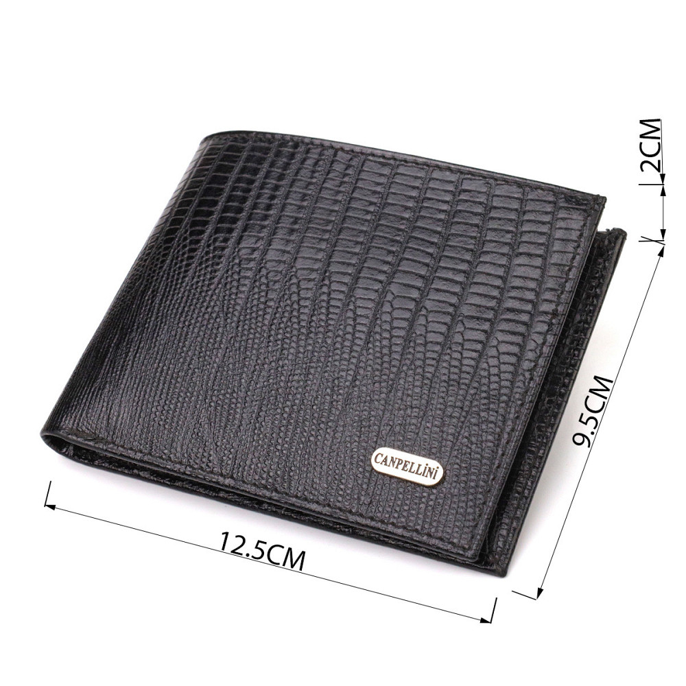 Практичний чоловічий портмоне з натуральної фактурної шкіри Чорний (CANPELLINI) Київ - фото 7